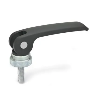 Ganter Exzenterspanner GN927-82, Kunststoff-Auflagescheibe mit Stellmutter, schwarz, RAL 9005