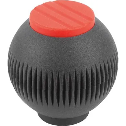 Kipp Novo.Grip Griffkugel Gr. 4 Edelstahl D=50, M12, Deckel verkehrsrot