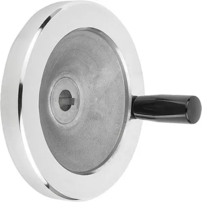 Kipp Scheibenhandrad Alu feststehender Griff mit Nut, D1=200, D2=20