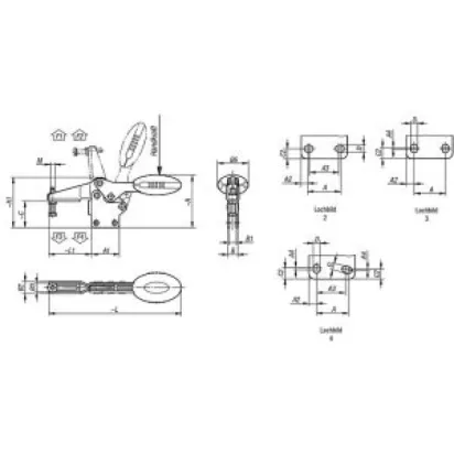 Norelem Schnellspanner horizontal M6 grün Fuss senkrecht