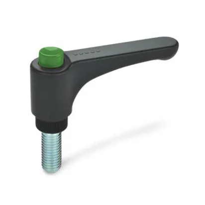 Ganter Flache Verstellbare Klemmhebel GN600-44, grün, RAL 6017, glänzend
