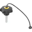 Kipp Sterngriff D1=63 M12x35 mit S.Band Form LS, Deckel rapsgelb
