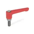 Ganter Verstellbare Klemmhebel, gerade, Edelstahl, Rot-Str. GN302.1-78