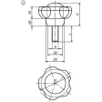 KIPP FÜNFSTERNGRIFF D1=50 D=M10X20 H=34