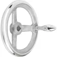 Kipp Handrad DIN950, Alu feststehender Griff mit Nut, D1=100, D2=12