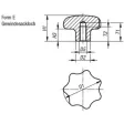 Kipp Sterngriff Edelstahl Form E, D1=50, D5=M10