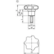 KIPP D=M12 STERNGRIFF MIT VORSTEHENDER BUCHSE