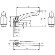 KIPP KLEMMHEBEL GR. 5 M12, ZINK SILBER-METALLIC SEIDENMATT, KOMP: STAHL