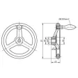 Kipp Handrad DIN950, Alu feststehender Griff mit Nut, D1=80, D2=12