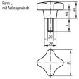 Kipp Kreuzgriff Form L, D1=32, M6x40