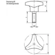 Kipp Dreisterngriff mit hohem Bund D=40 M6x15