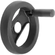 Kipp Speichenhandrad Kunststoff umlegbarer Griff ohne Nut, D1=345, D2=20