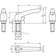 KIPP M08X50 KLEMMHEBEL MIT SCHUTZKAPPE GR. 2