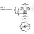 Kipp Sterngriff Form D, D1=63, D5=M12 Alu, gerommelt