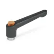 Ganter Klemmhebel, Edelst., Griff Schwarz, Knopf Orange GN303.1-63