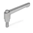 Ganter Verstellbare Edelstahl-Klemmhebel GN300.5-63, mit Schraube, matt gestrahlt, mit Außensechskant