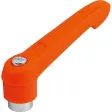 KLEMMHEBEL GR. 1 M06, KUNSTSTOFF ORANGE RAL2004, KOMP: STAHL BLAU-PASSIVIERT KIPP