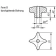 Kipp Kreuzgriff Form B, D1=80, D4=16h7 Alu, gerommelt