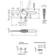 Kipp Schnellspanner horizontal mit senkrechtem Fuss, P=350 dan