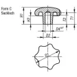 Kipp Sterngriff GJL Form C, D1=40, D4=8