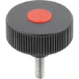 Kipp Novo.Grip Rändelrad Gr. 2 Form L D=50 M8x15, Deckel verkehrsrot