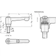 Ganter Verstellbare Klemmhebel, gerade, Edelstahl, Silber GN302.1-63