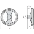 Kipp Speichenhandrad Kunststoff ohne Griff mit Nut, D1=200, D2=20