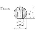 Kipp Kugelknopf D1=25, D5=8 Form L, Duroplast