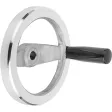 Kipp 2-Speichenhandrad Alu feststehender Griff mit Nut, D1=200, D2=18