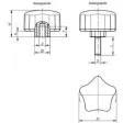 Kipp Fünfsterngriff ergonomisch D1=63, M8x25