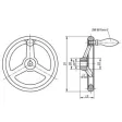 Kipp Handrad DIN950, Alu drehbarer Griff mit Nut, D1=400, D2=30