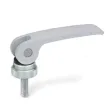 Ganter Exzenterspanner GN927-44, Kunststoff-Auflagescheibe mit Stellmutter, silber, RAL 9006