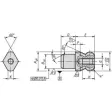 Kipp Aufnahmebolzen A=20 Form D br mit Kugelansatz abgeflacht