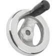Kipp 2-Speichenhandrad Alu feststehender Griff mit Nut, D1=100, D2=10