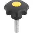 Kipp Sterngriff D1=50 M10x45 Form L, Deckel rapsgelb