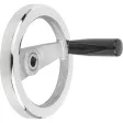 Kipp 2-Speichenhandrad Alu drehbarer Griff mit Nut, D1=100, D2=12