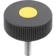 Kipp Novo.Grip Rändelrad Gr. 1 Form L D=40 M6x20, Deckel rapsgelb Edelstahl