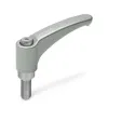 Ganter Verstellbare Klemmhebel, Edelstahl GN602.1-78, Schraube Edelstahl, silber, RAL 9006, strukturmatt