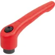 KIPP KLEMMHEBEL GR. 3 M10, STAHL ROT RAL3020 STRUKTURMATT, KOMP: STAHL BRÜNIERT