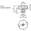Kipp Sterngriff Edelstahl Form D, D1=40, D5=M8