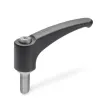 Ganter Verstellbare Klemmhebel GN604.1-44, Kunststoff, Schraube Edelstahl, schwarzgrau, RAL 7021, matt