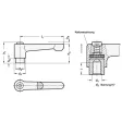 Ganter Verstellbare Klemmhebel, gerade, Edelstahl, Silber GN302.1-63
