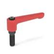Ganter Verstellbare Klemmhebel, gerade, Rot-Strukturmatt GN302-78