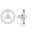 Kipp Handrad DIN950, Alu ohne Griff ohne Nut, D1=400, D2=34