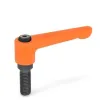 Ganter Verstellbare Klemmhebel, gerade, Orange GN302-63