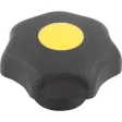 Kipp Sterngriff D1=25 M5 Edelstahl Form K, Deckel rapsgelb