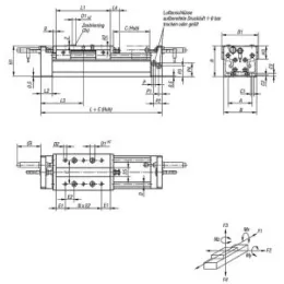 Portalmodul pneumatisch mit Rundführung, Gr. 90, C=500 Norelem