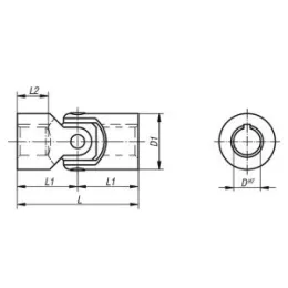 Norelem Wellengelenk einfach L=56 Stahl mit Gleitlagerung, D=12