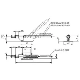 Schnellspanner horizontal mit Schubstange, D=M8, H1=30 Norelem