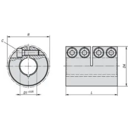 Starre Kupplung geschlitzt L=65 Stahl D4=42, D1=19 Norelem